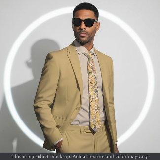 Corbata Golden Impressionist Floral Necktie