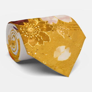 Corbata Golden Japanese Floral Necktie | Elegant Kimono In