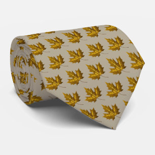 Corbata Golden Maple Leaf Necktie Taupe Gold