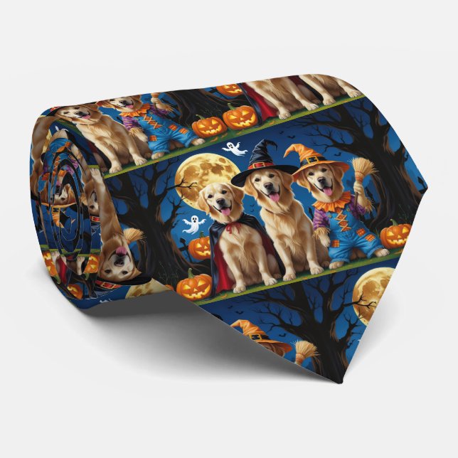 Corbata Golden Retriever Dogs Pumpkin Halloween Funny (Enrollado)