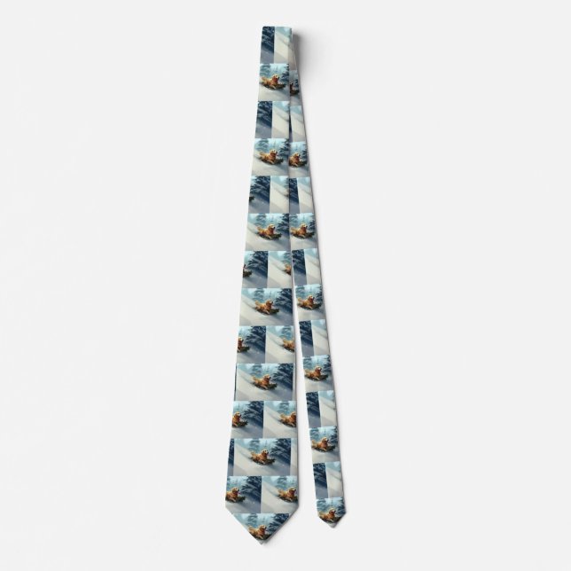 Corbata Golden Retriever Navidad nieve invierno (Anverso)