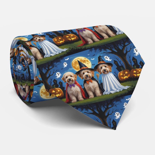 Corbata Goldendoodle Dogs Pumpkin Halloween Funny (Enrollado)