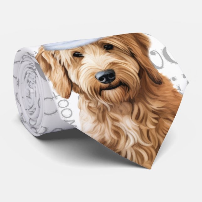Corbata Goldendoodle Funny Woof Navidades Perro Lover (Enrollado)
