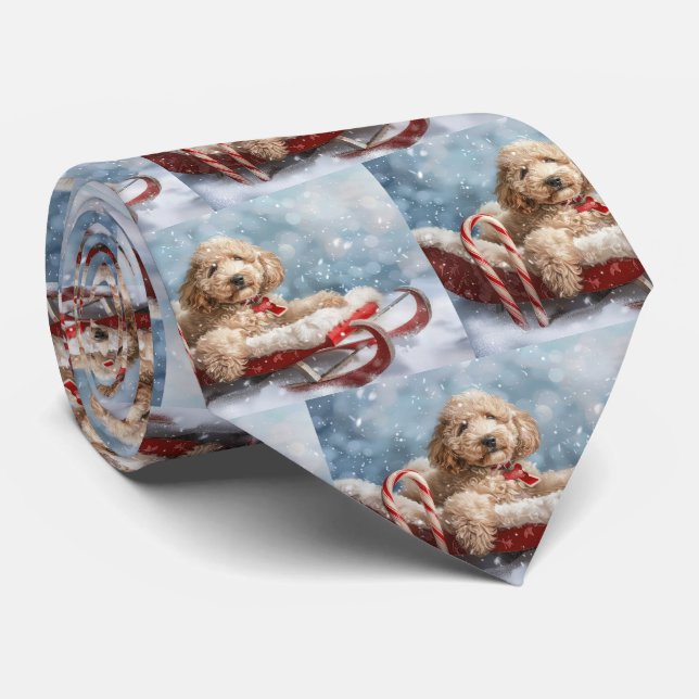 Corbata Goldendoodle Perro Navideño Festivo (Enrollado)
