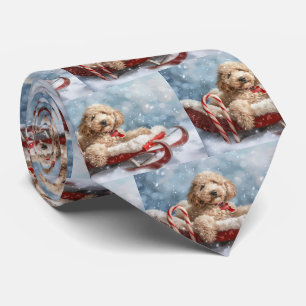 Corbata Goldendoodle perro navideño festivo 