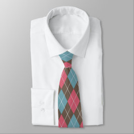 Corbata Golf Argyle en paleta moderna de Taupe, rosa, azul