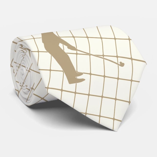 Corbata Golf Tan Silhouette Golfer y Golf Club 2 (Enrollado)