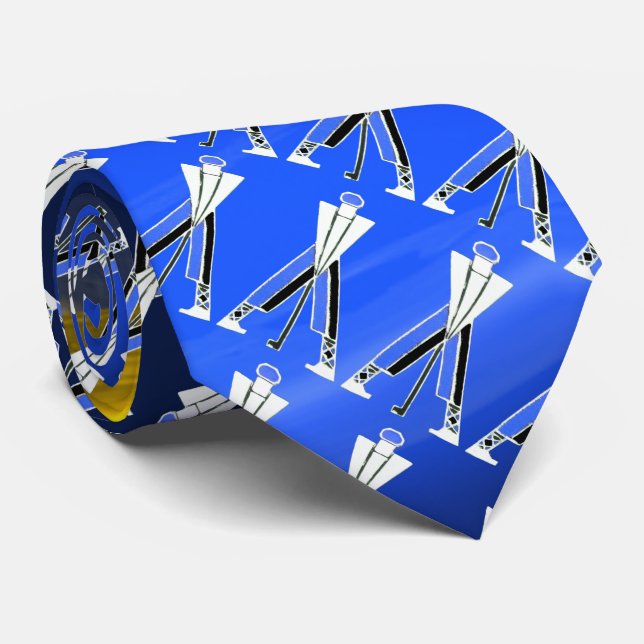 CORBATA GOLFER AZUL BLANCO ESTILIZADO, JUGADORES DE GOLF (Enrollado)