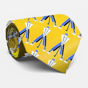 CORBATA GOLFER AZUL DE ESTILO BLANCO AMARILLO Y GOLF