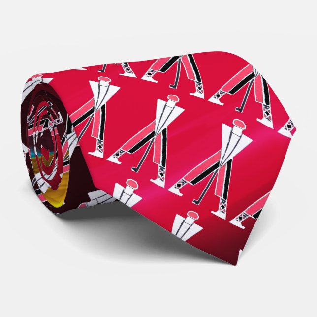 CORBATA GOLFER BLANCO ROJO ESTILIZADO, GOLF (Enrollado)
