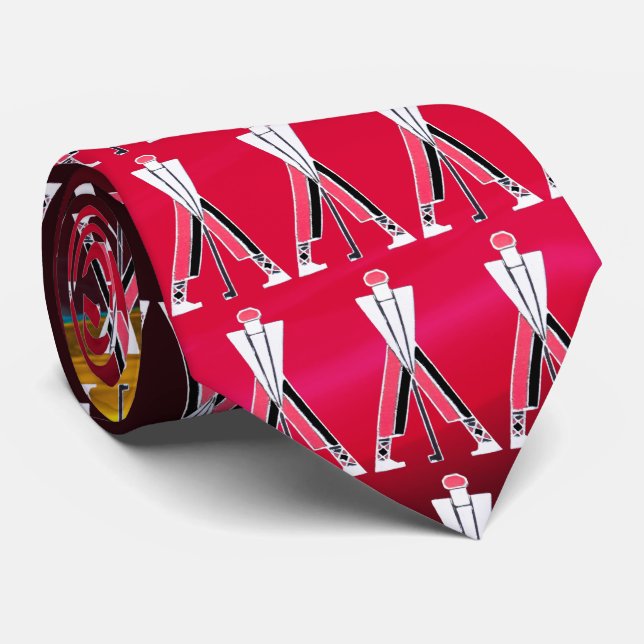 CORBATA GOLFER BLANCO ROJO ESTILIZADO, GOLF (Enrollado)