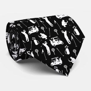 Corbata Golfistas en blanco y negro