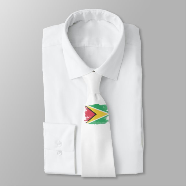 Corbata Golpe de pincel de bandera de Guyana, bandera naci (Atado)