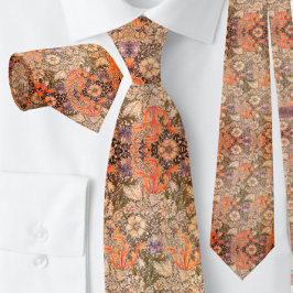 Corbata Gorgeo Botánico Naranja Floral brillante |