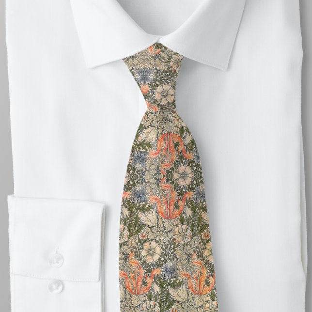 Corbata Gorgos Botánicos Naranja Gris Floral Oliva | (Subido por el creador)