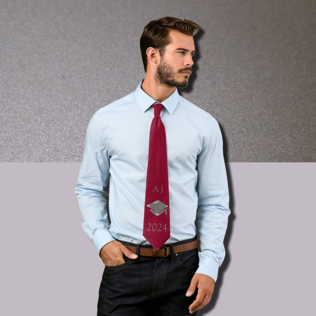 Corbata Gorra de graduación 2025 -monogramada -  Burdeos (Subido por el creador)