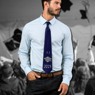 Corbata Gorra de graduación 2026  -monogramada -  Azul Mar