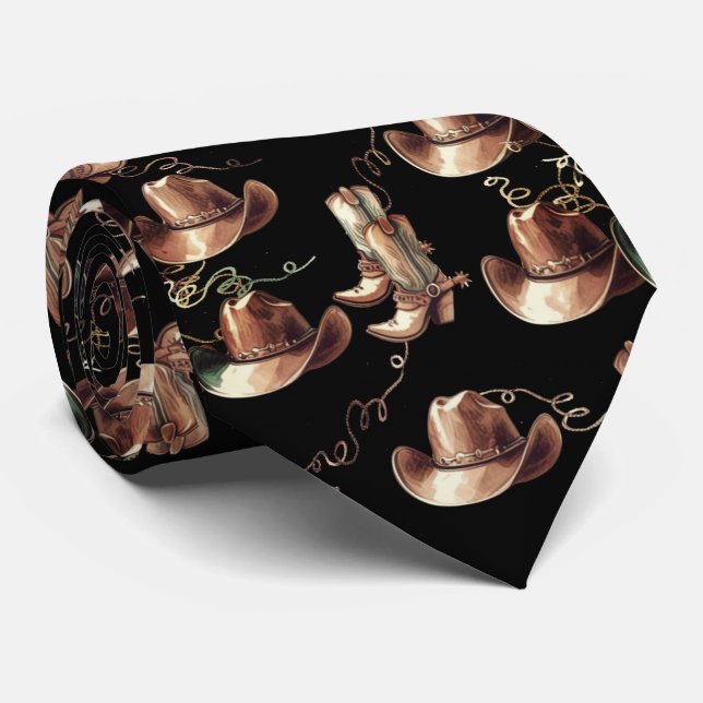 Corbata Gorras de Cowboy del Oeste de Bronce Boots (Enrollado)