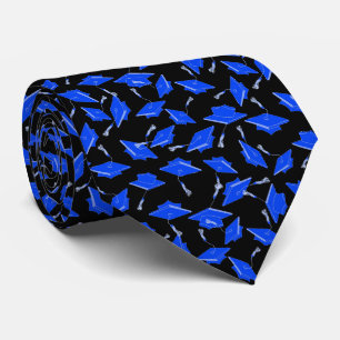 Corbata Gorras de graduación azules y blancas lanzadas al