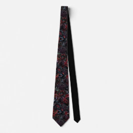 Corbata Gothic Black Cat & Dark Flowers Pattern