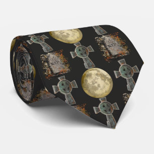 Corbata Gothic R.I.P. Headstone Celtic Cross Full Moon Art