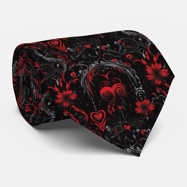 Corbata Gothic Red and Black Pattern (Enrollado)