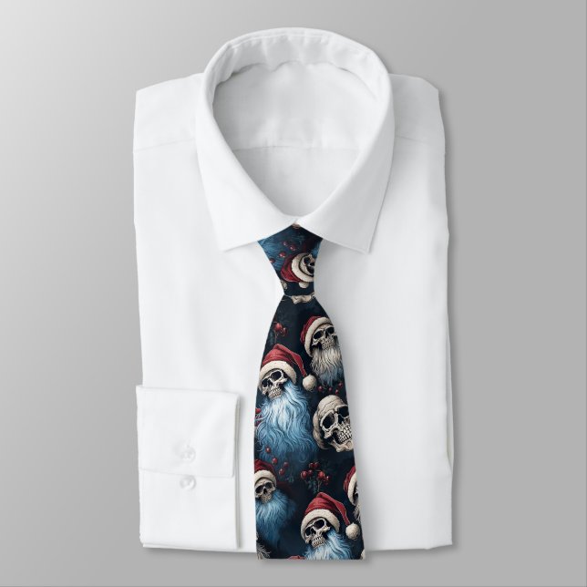 Corbata Gothic Red Blue Tema Santa Skulls hombres Gothmas (Atado)