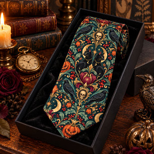 Corbata Gótico Halloween Gatos Negros Cuervos Victoriano