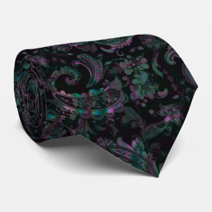 Corbata Gótico Paisley de petróleo