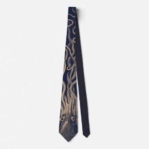 Corbata Grabado Antiguo Kraken Monstruo Marino Náutica Osc