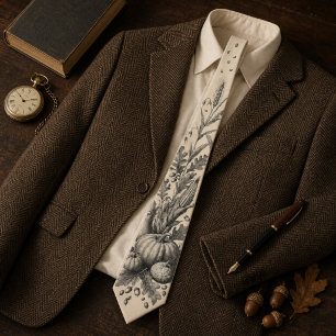 Corbata Grabado de cosecha de calabaza vintage de Acción d