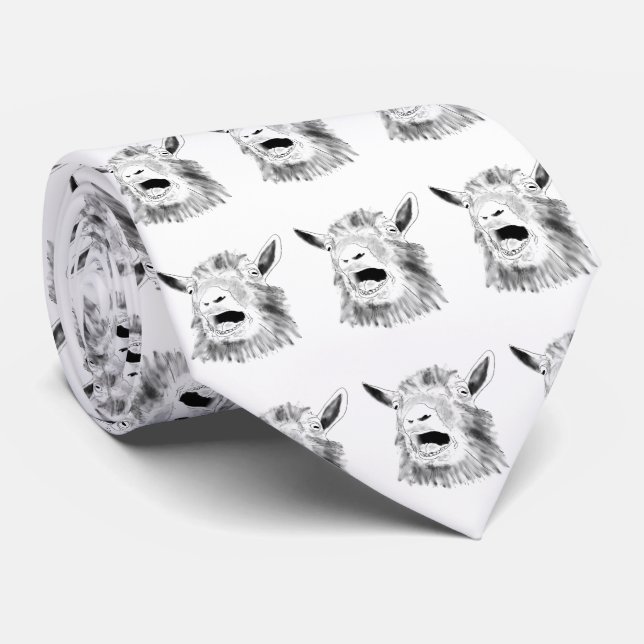 Corbata Gracioso grito de cabra Dibujo negro y blanco (Enrollado)