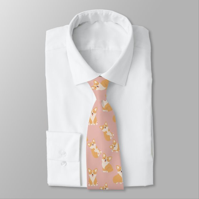 Corbata Gracioso patrón de corgi galés dulce para amante d (Atado)