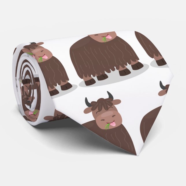 Corbata Gracioso yak feliz comiendo hierba personalizado i (Enrollado)