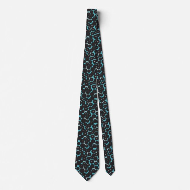 Corbata Graciosos monstruos esponjosos negros (Anverso)