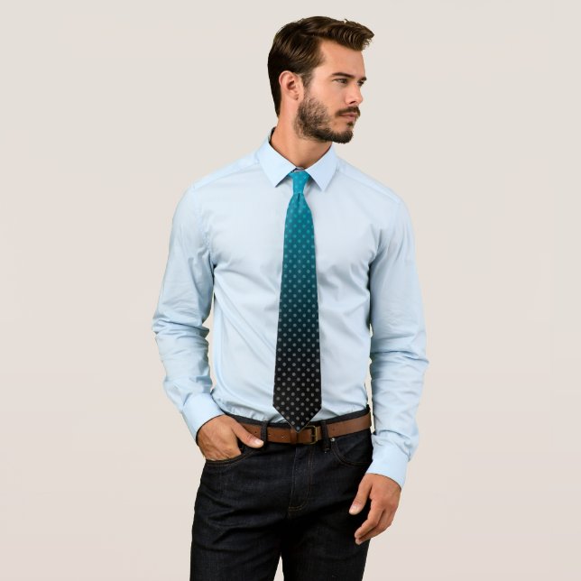 Corbata gradiente azul con pequeños puntos de polka (In situ)