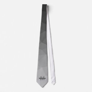 Corbata Gradiente gris geometría patrón de malla Monograma