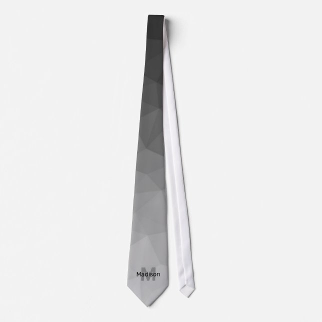 Corbata Gradiente gris geometría patrón de malla Monograma (Anverso)