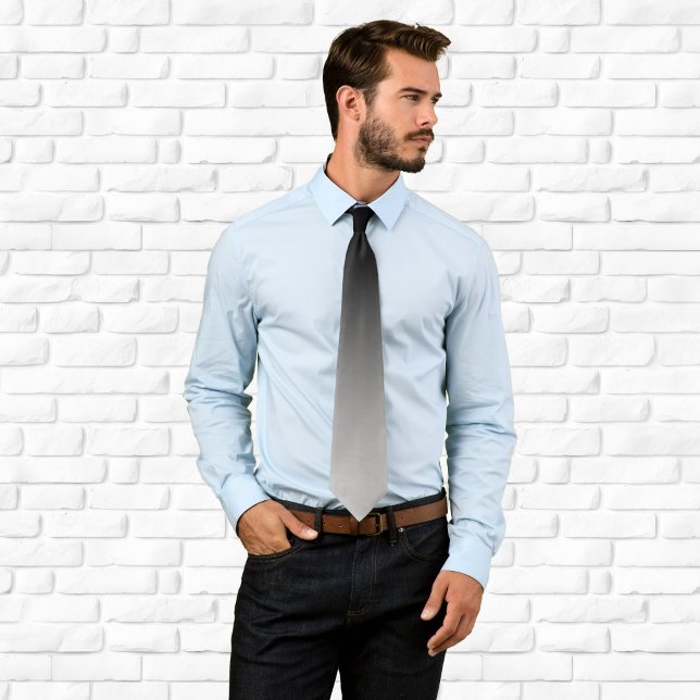 Corbata Gradiente gris plateado y negro moderno (Modern Black and Silver Grey Gradient Neck Tie)