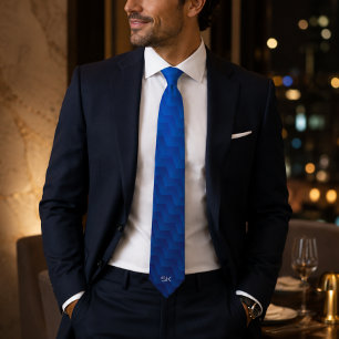 Corbata Gradiente Monograma Chevron Azul