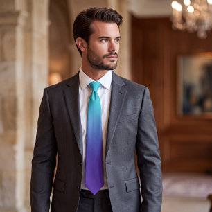 Corbata Gradiente Ombre Aqua Púrpura
