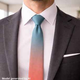 Corbata Gradiente Ombre de Azul Turquesa y Melocotón Chic