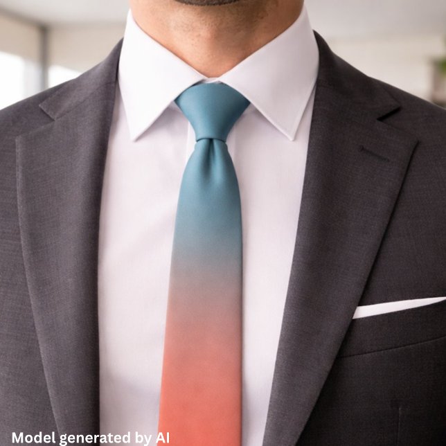 Corbata Gradiente Ombre de Azul Turquesa y Melocotón Chic (Subido por el creador)