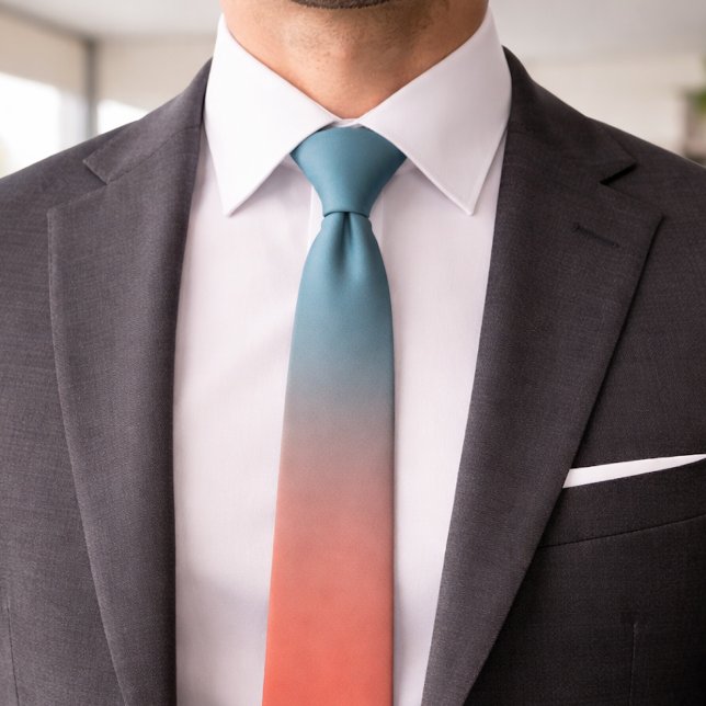 Corbata Gradiente Ombre de Azul Turquesa y Melocotón Chic (Subido por el creador)