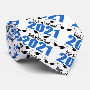Corbata Grado De Secundaria 2021 Caps Y Diplomas (Azul)