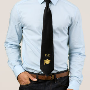 Corbata Graduación de Doctorado Personalizada Negro y Dora