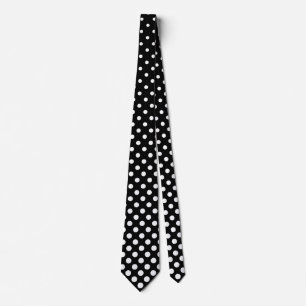 Corbata Graduación de puntos polka blancos y fondo negro