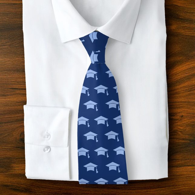 Corbata Graduation Navy Blue Cap Icon Pattern Bold Classy (Subido por el creador)