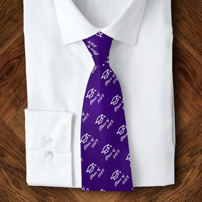 Corbata Graduation Purple Cap Icon Pattern Class Year Bold (Subido por el creador)