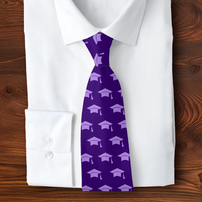 Corbata Graduation Purple Cap Icon Pattern Simple Classy (Subido por el creador)